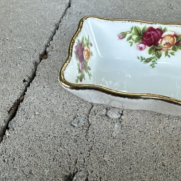 Mid-Century Modern Royal Albert Bone China mint tray OLD COUNTRY ROSES c.1962+ - Picture 3 of 3